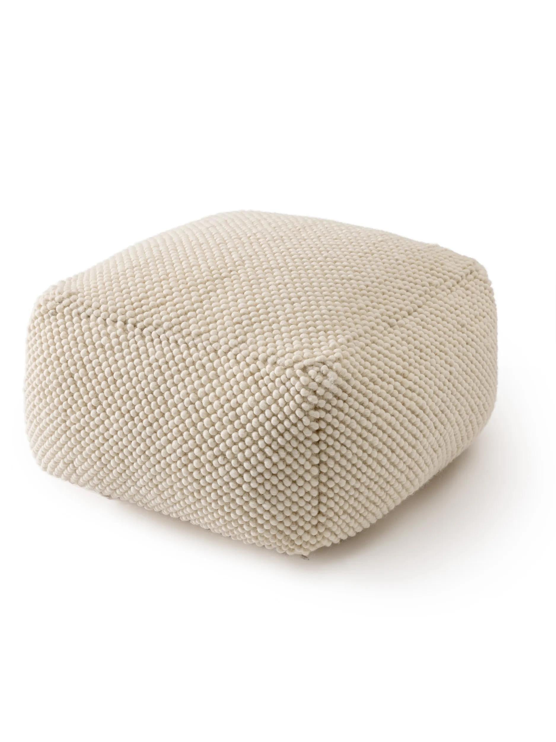 Puf din lână lucrat manual Beads – Crem