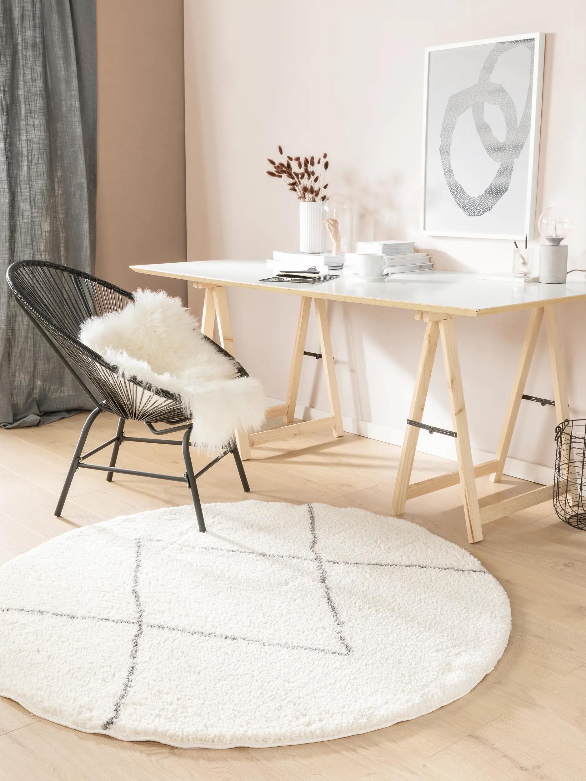 Covor shaggy rotund Benno – Crem