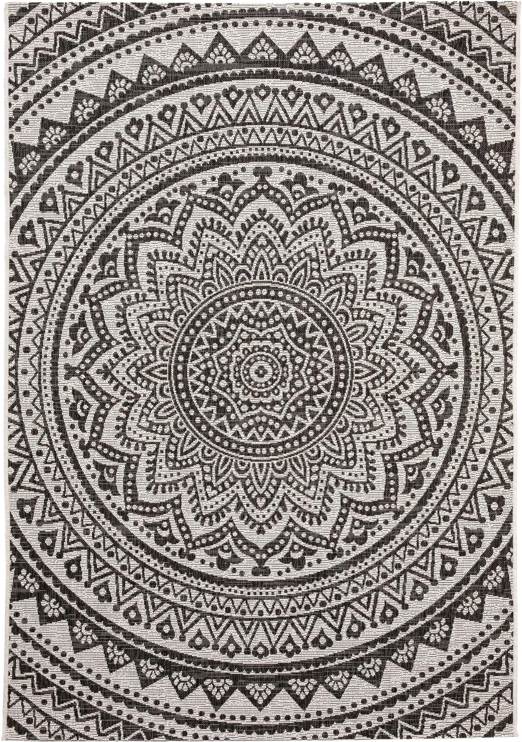 Covor de interior și exterior Cleo – Alb/Negru