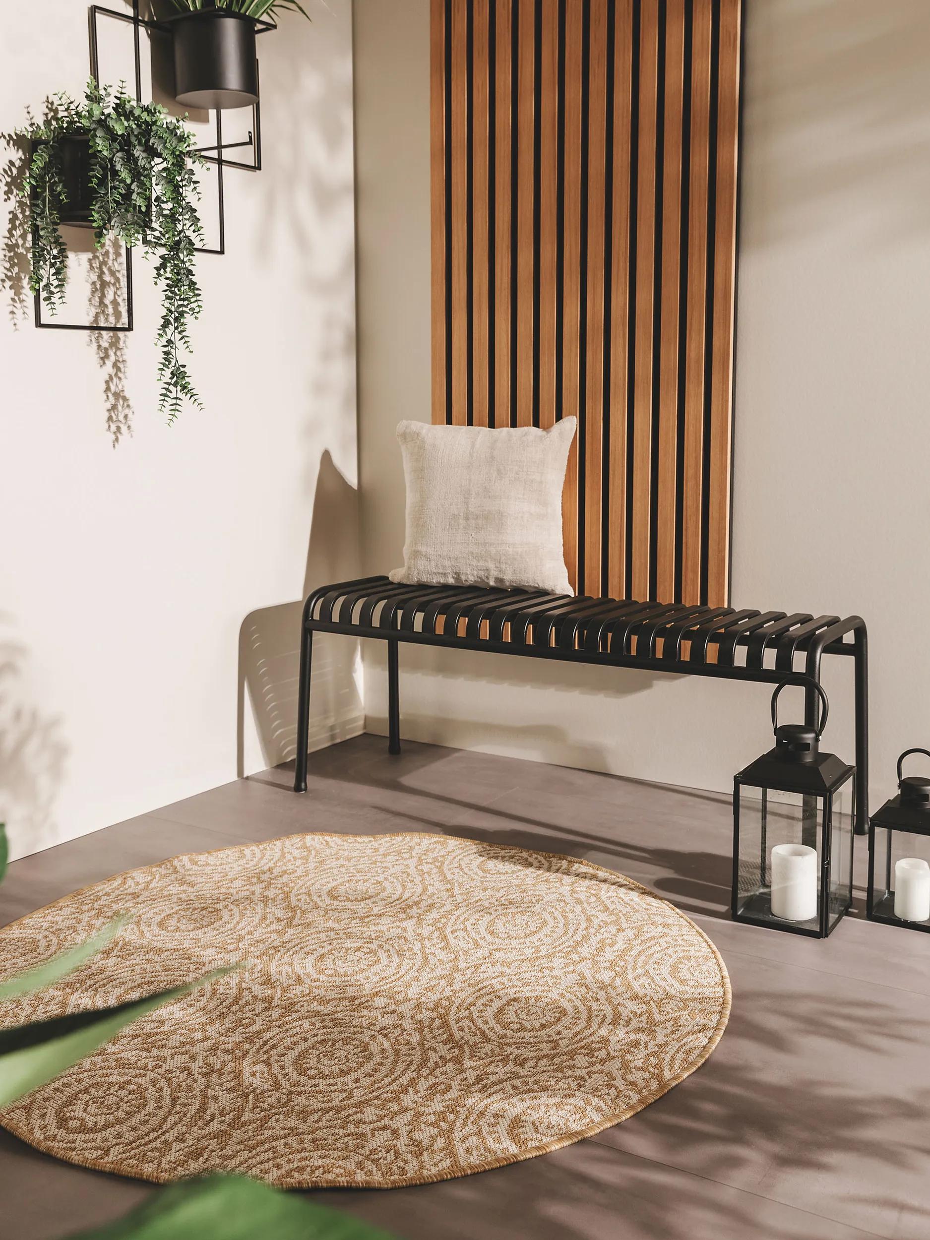 Covor rotund de interior și exterior Cleo – Crem/Bej