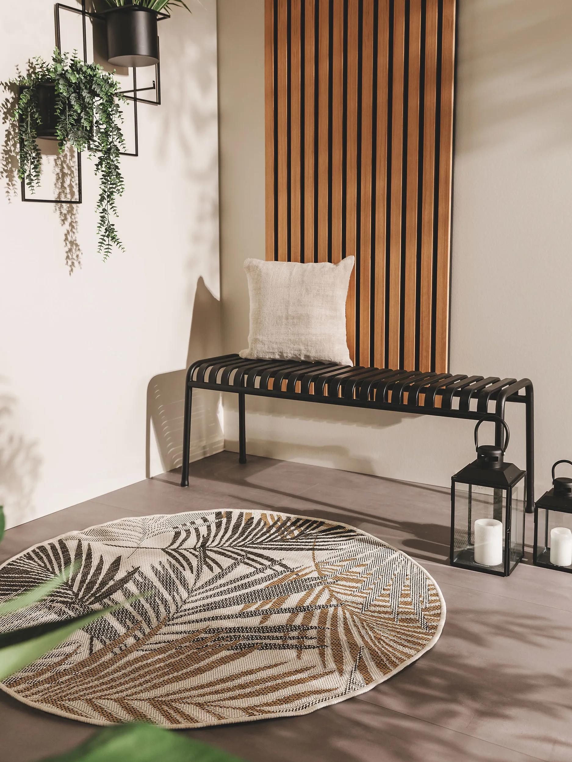 Covor rotund de interior și exterior Cleo – Negru