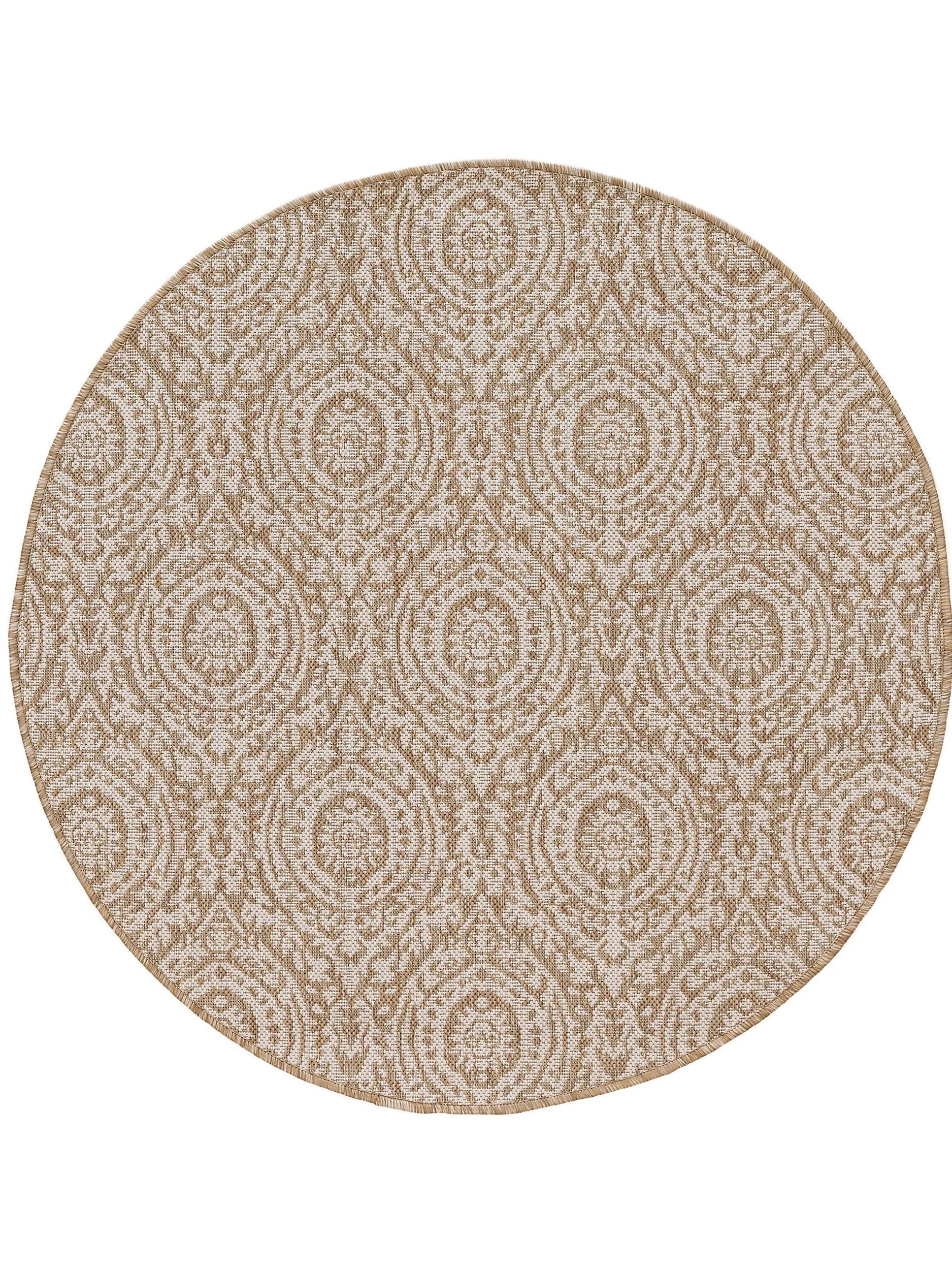 Covor rotund de interior și exterior Cleo – Crem/Bej