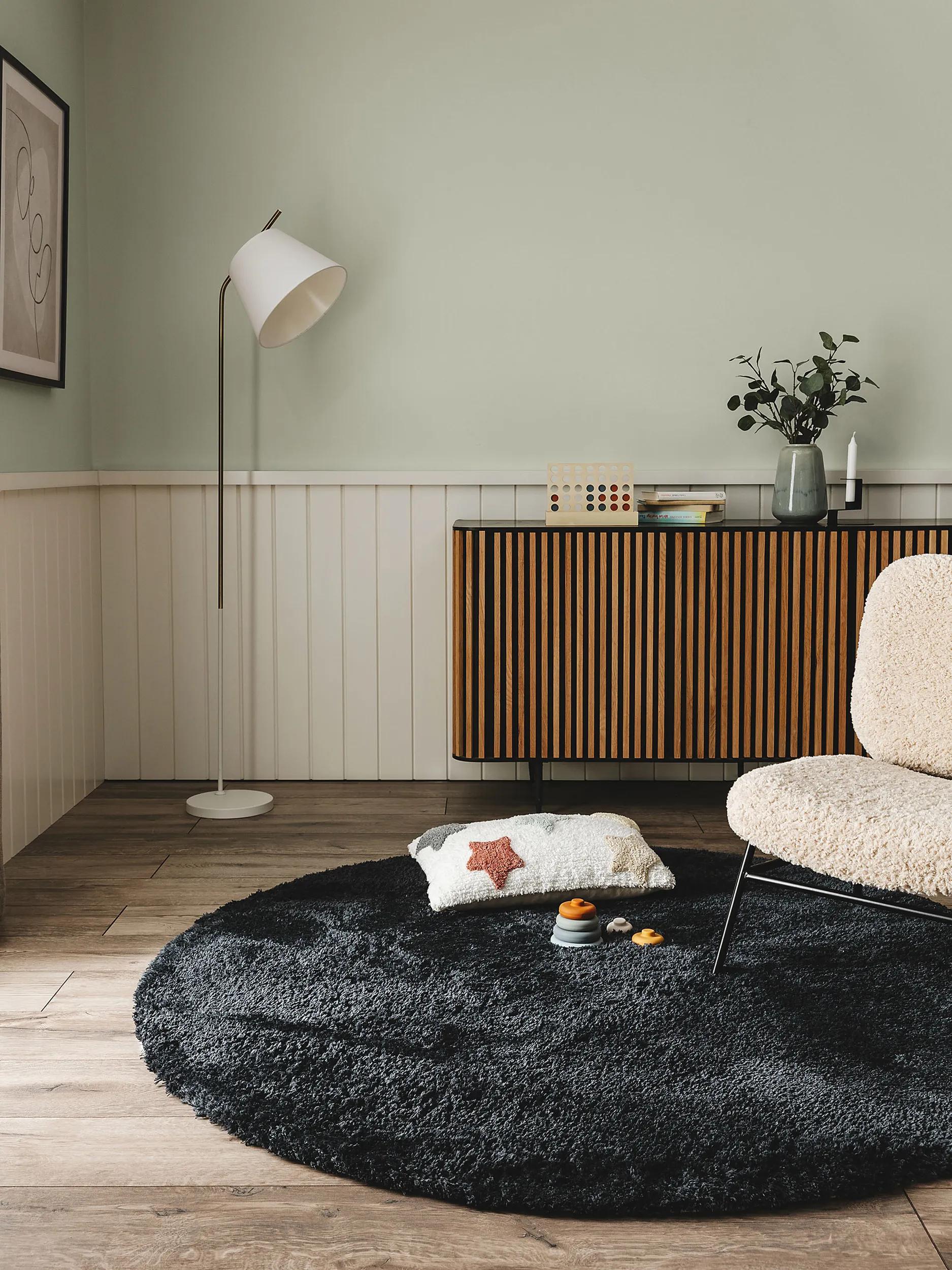 Covor shaggy rotund Cloudy – Antracit