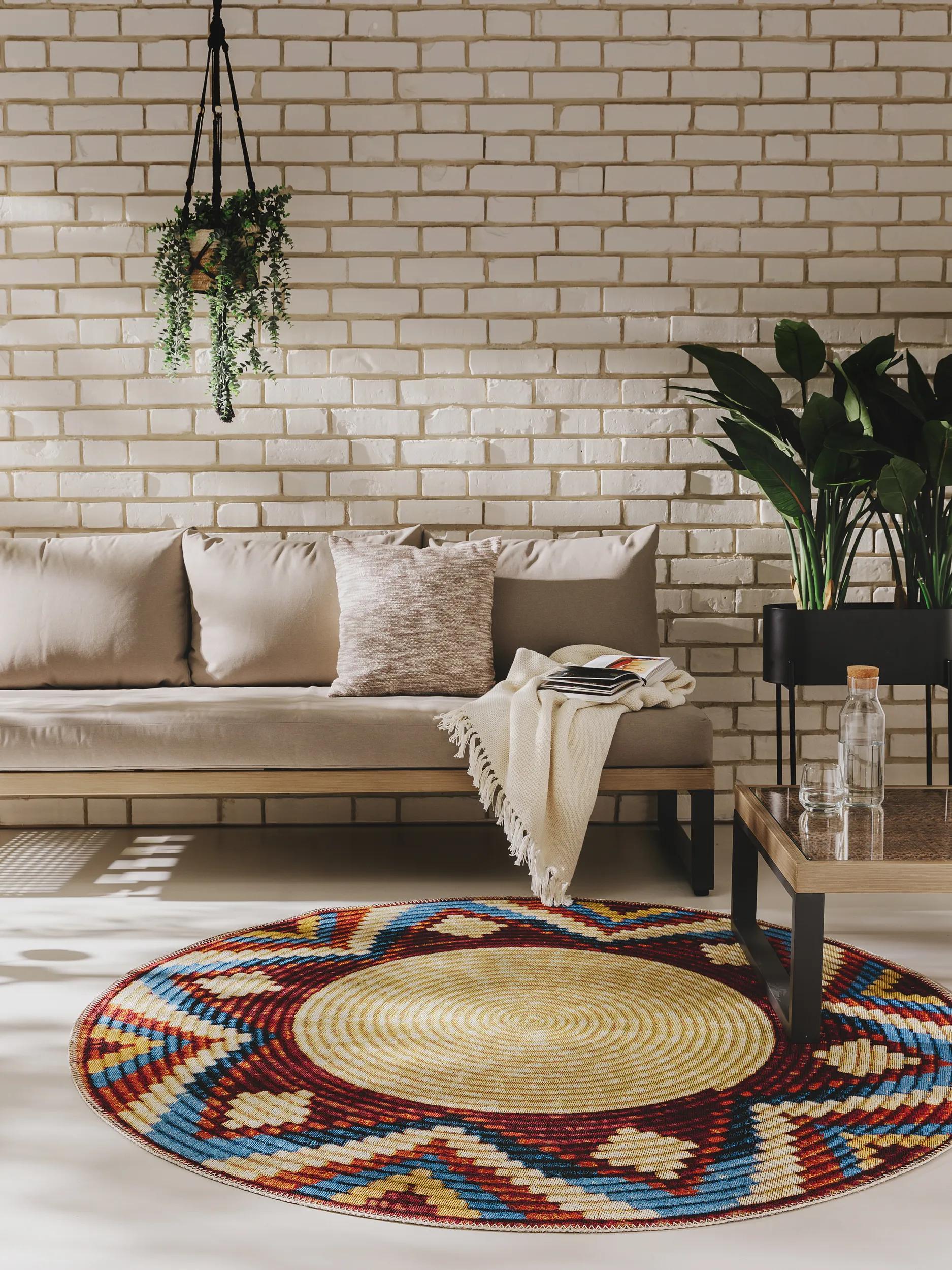 Covor rotund de interior și exterior Kenya – Multicolor