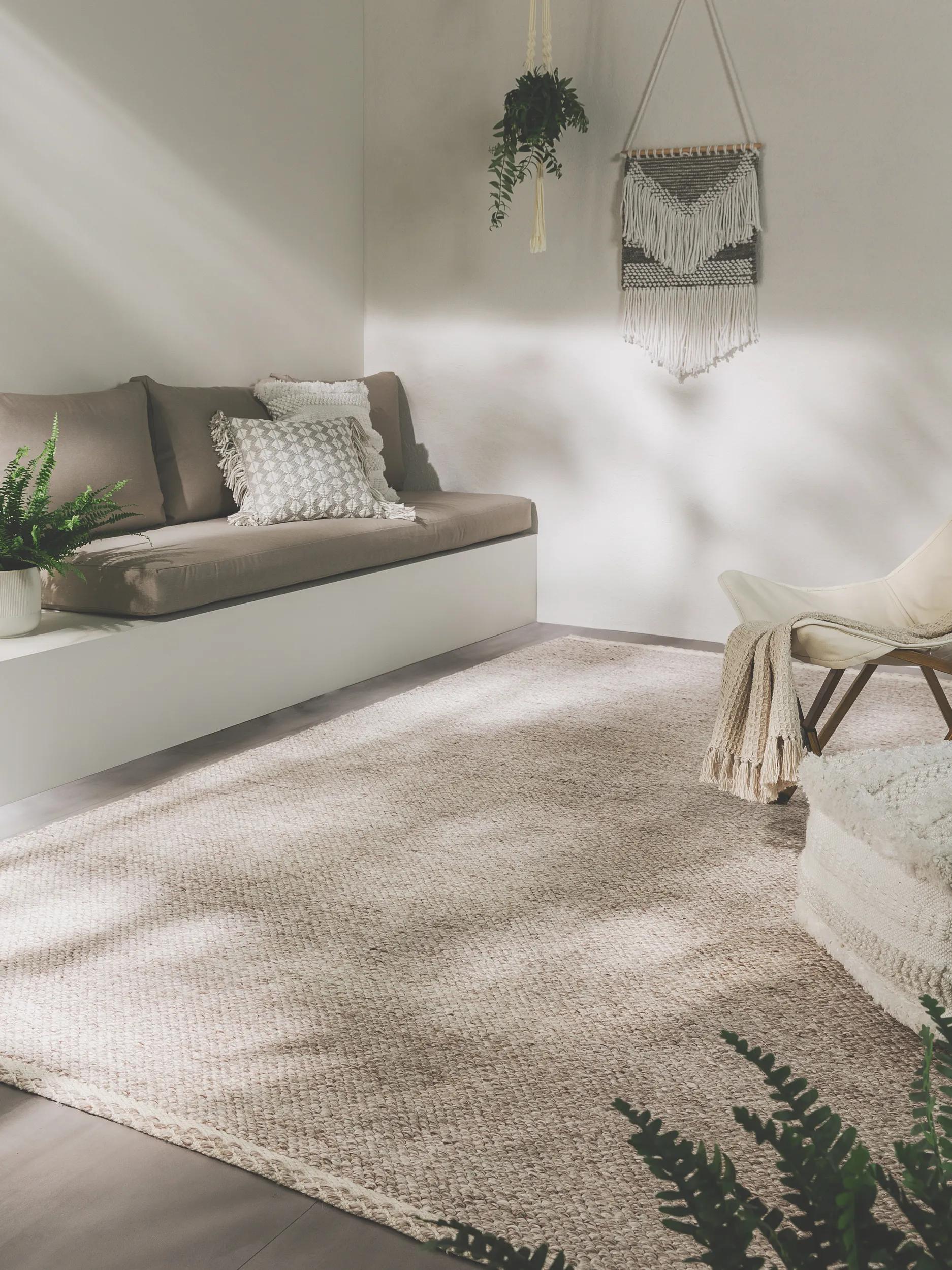 Covor din material reciclat Kiah – Crem/Taupe