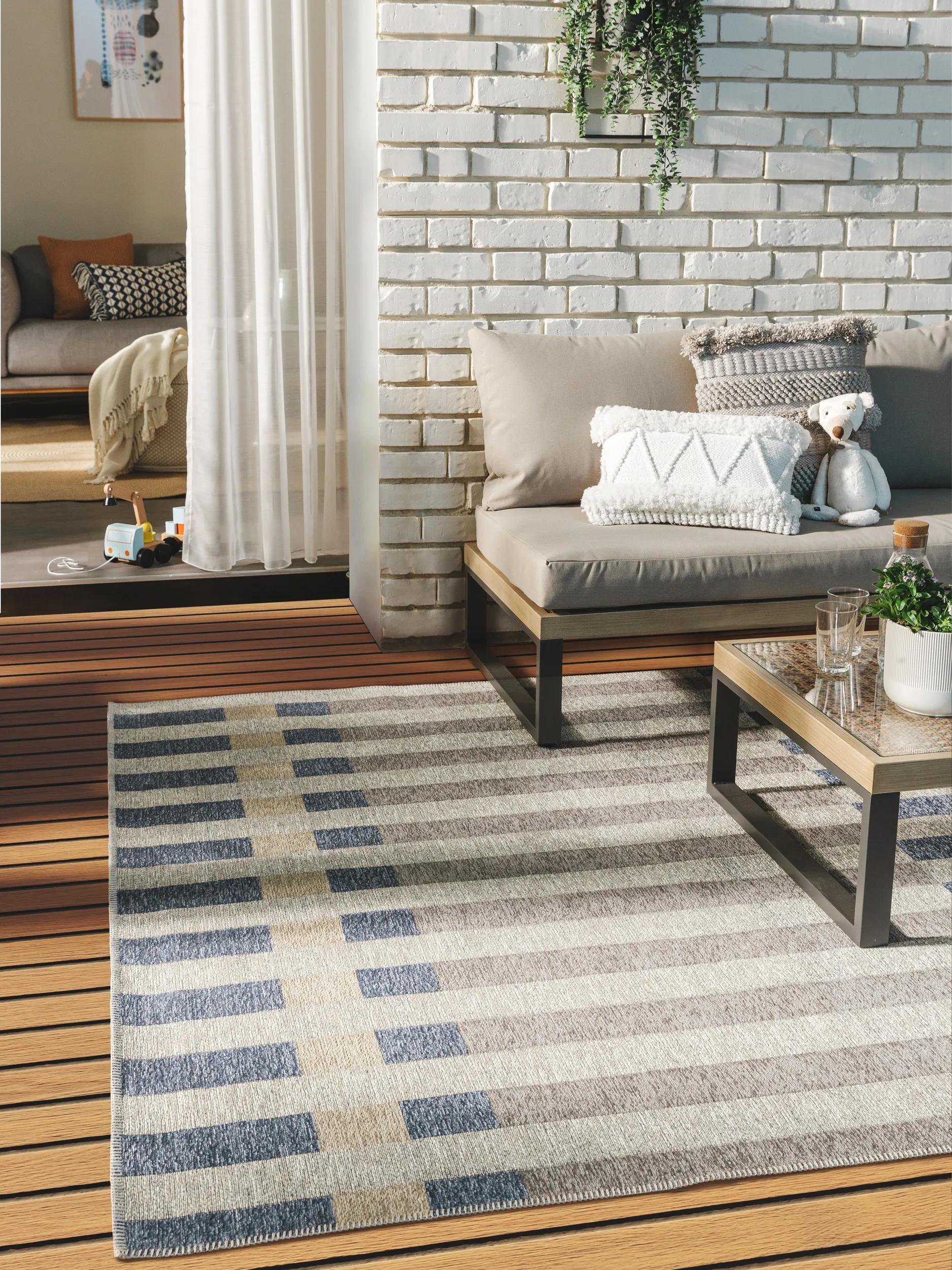 Covor de interior și exterior Kiano – Multicolor/Albastru