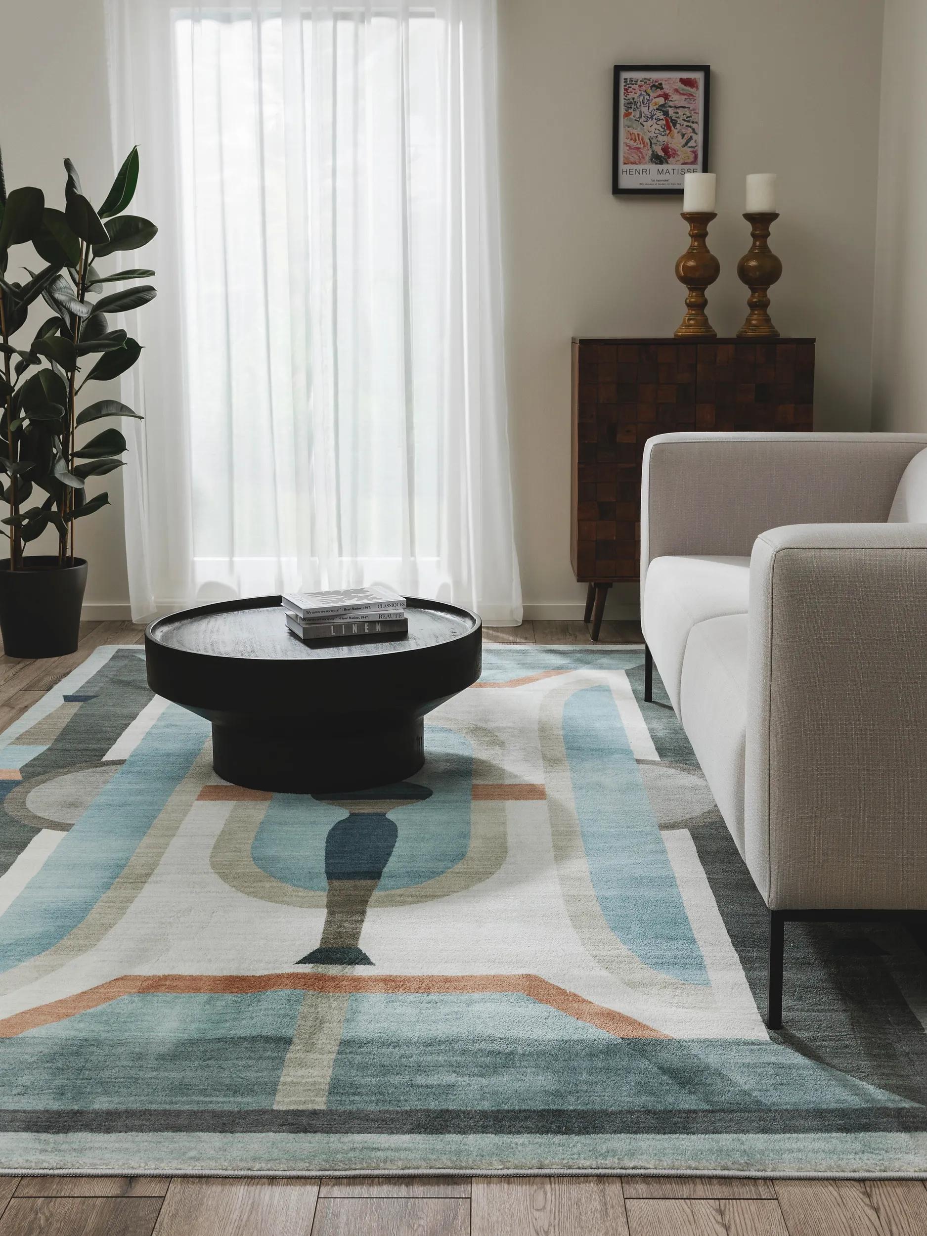 Covor lavabil Mara – Multicolor/Albastru