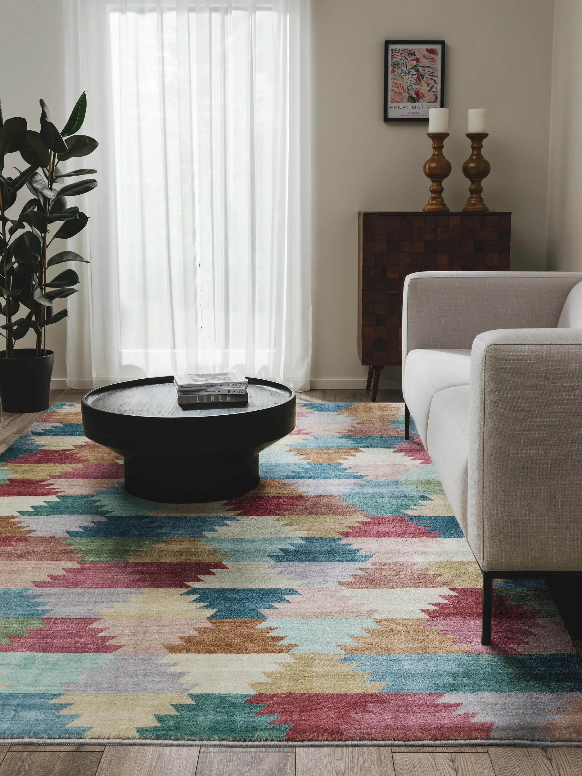 Covor lavabil Mara – Multicolor/Roz