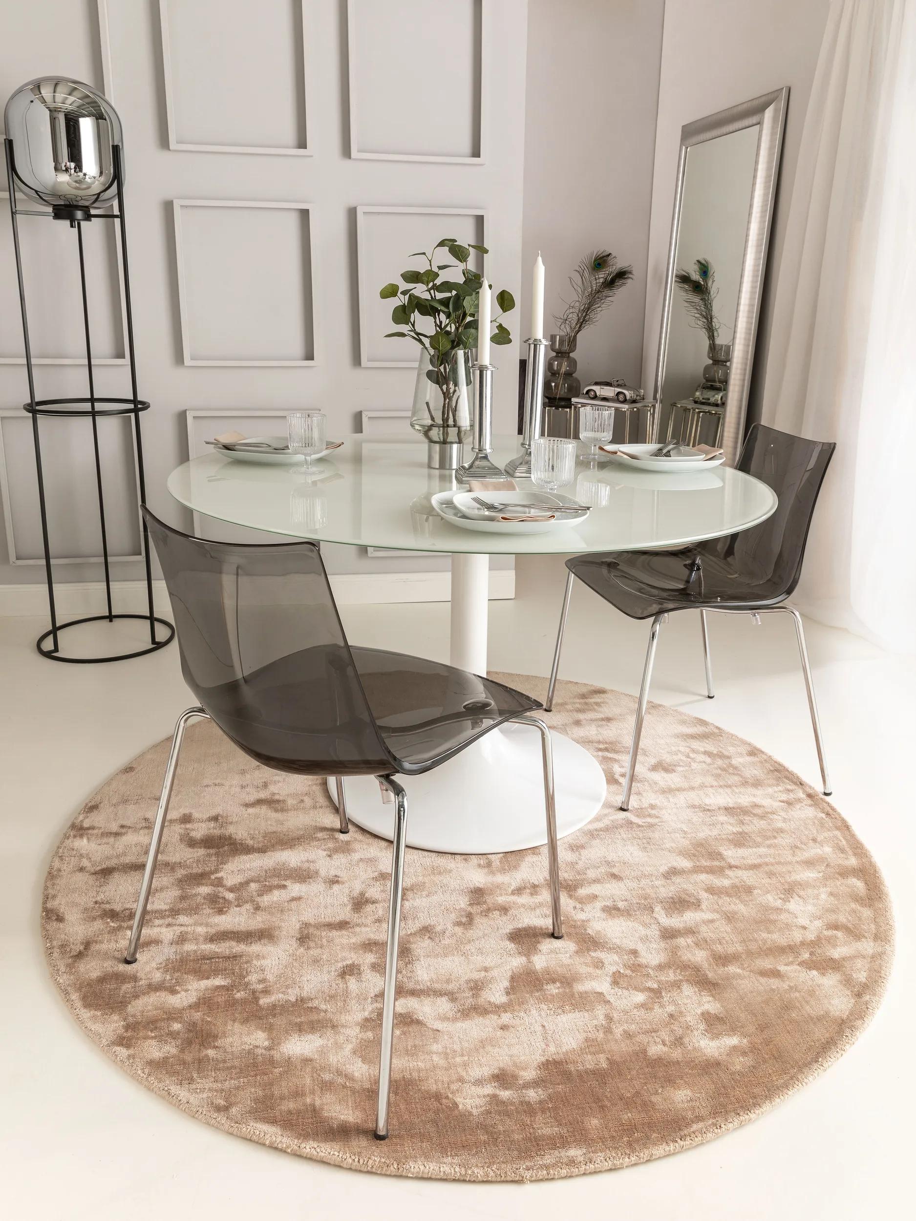 Covor rotund din viscoză Nela – Taupe