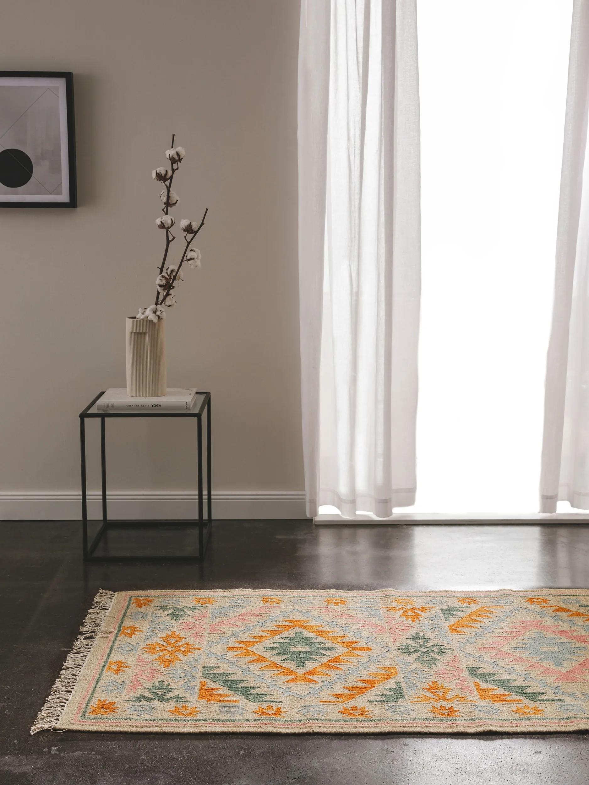 Traversă Kilim țesut manual Zohra – Multicolor/Bej
