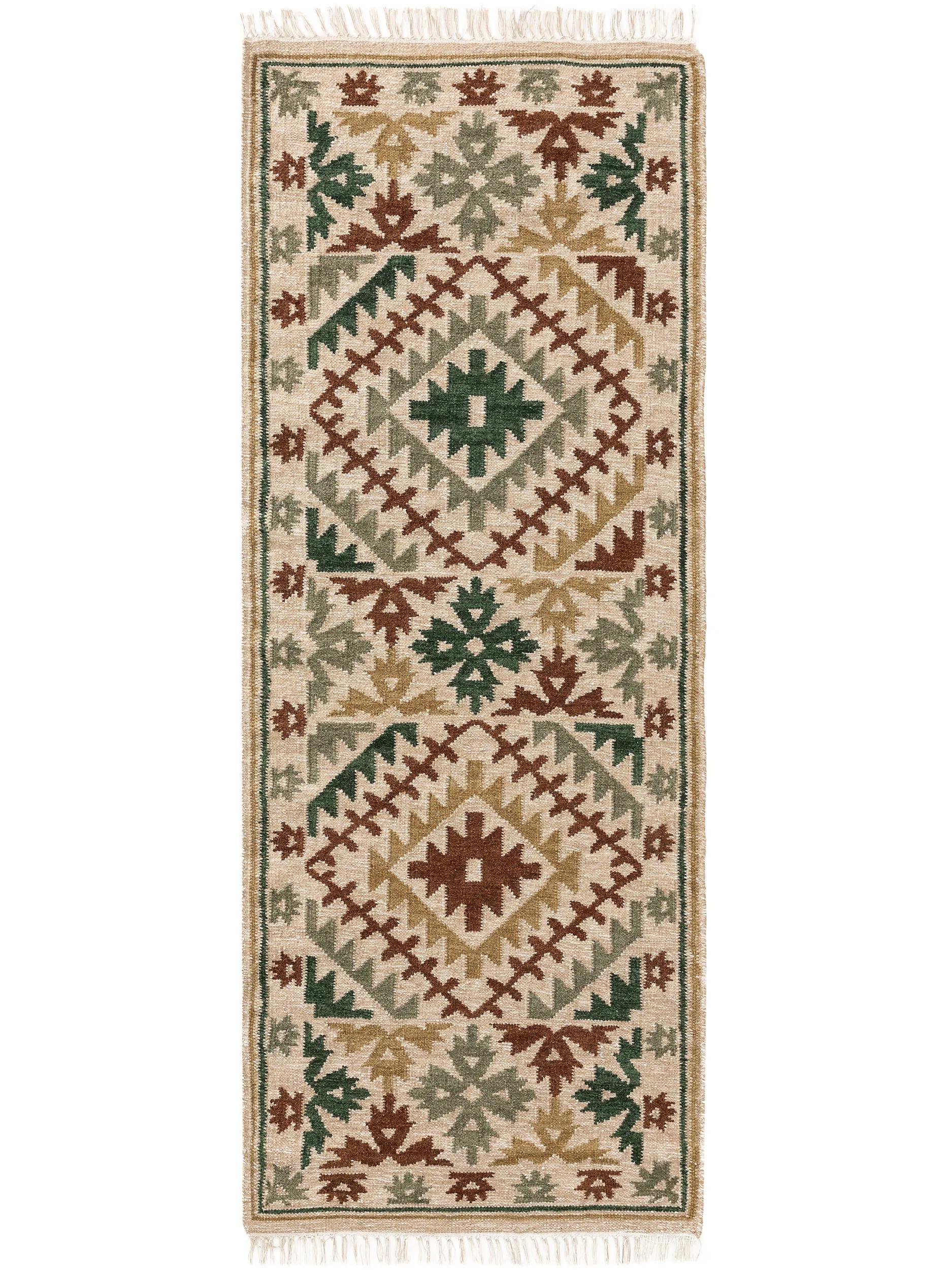 Traversă Kilim țesut manual Zohra – Verde
