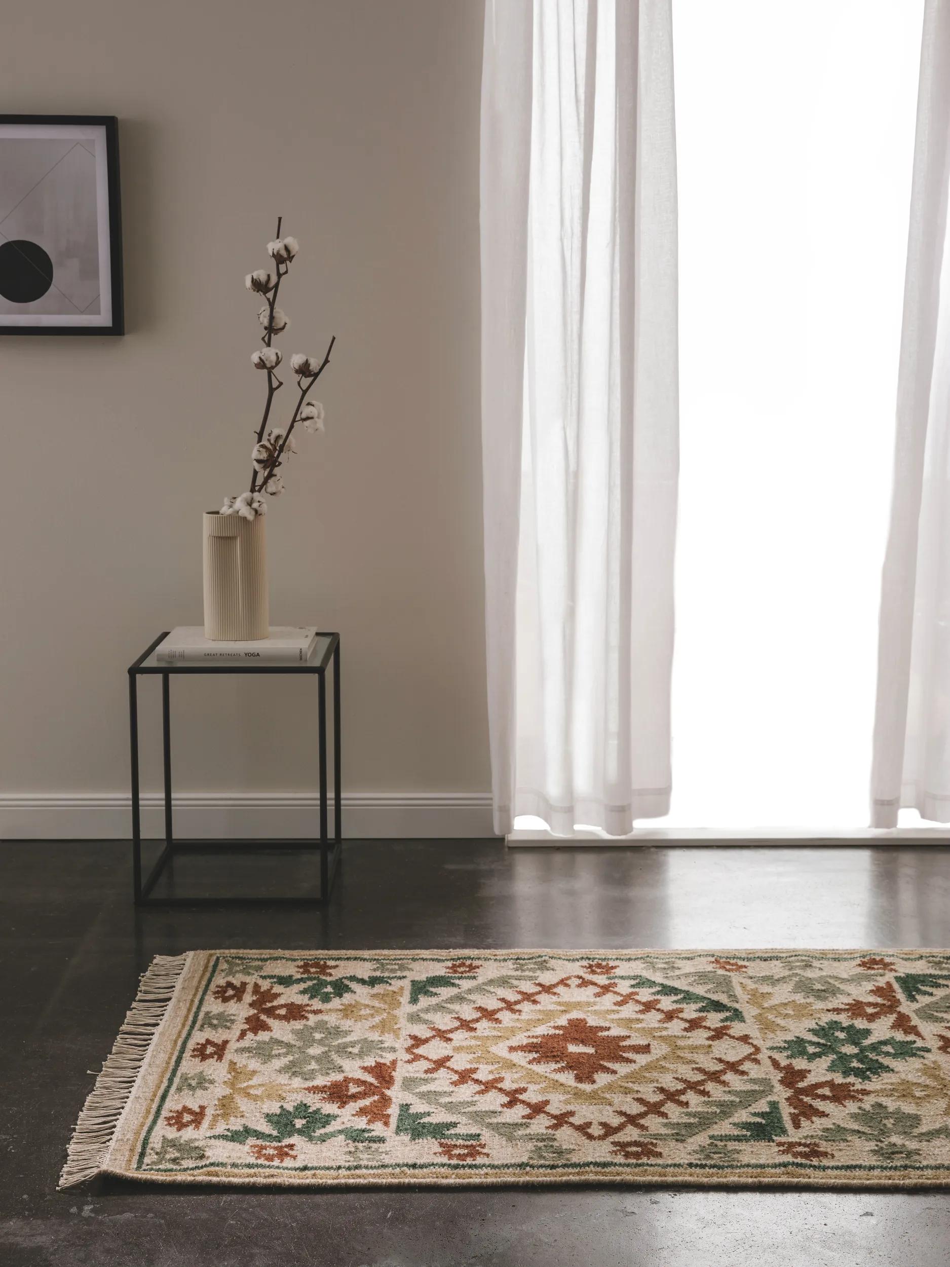 Traversă Kilim țesut manual Zohra – Verde