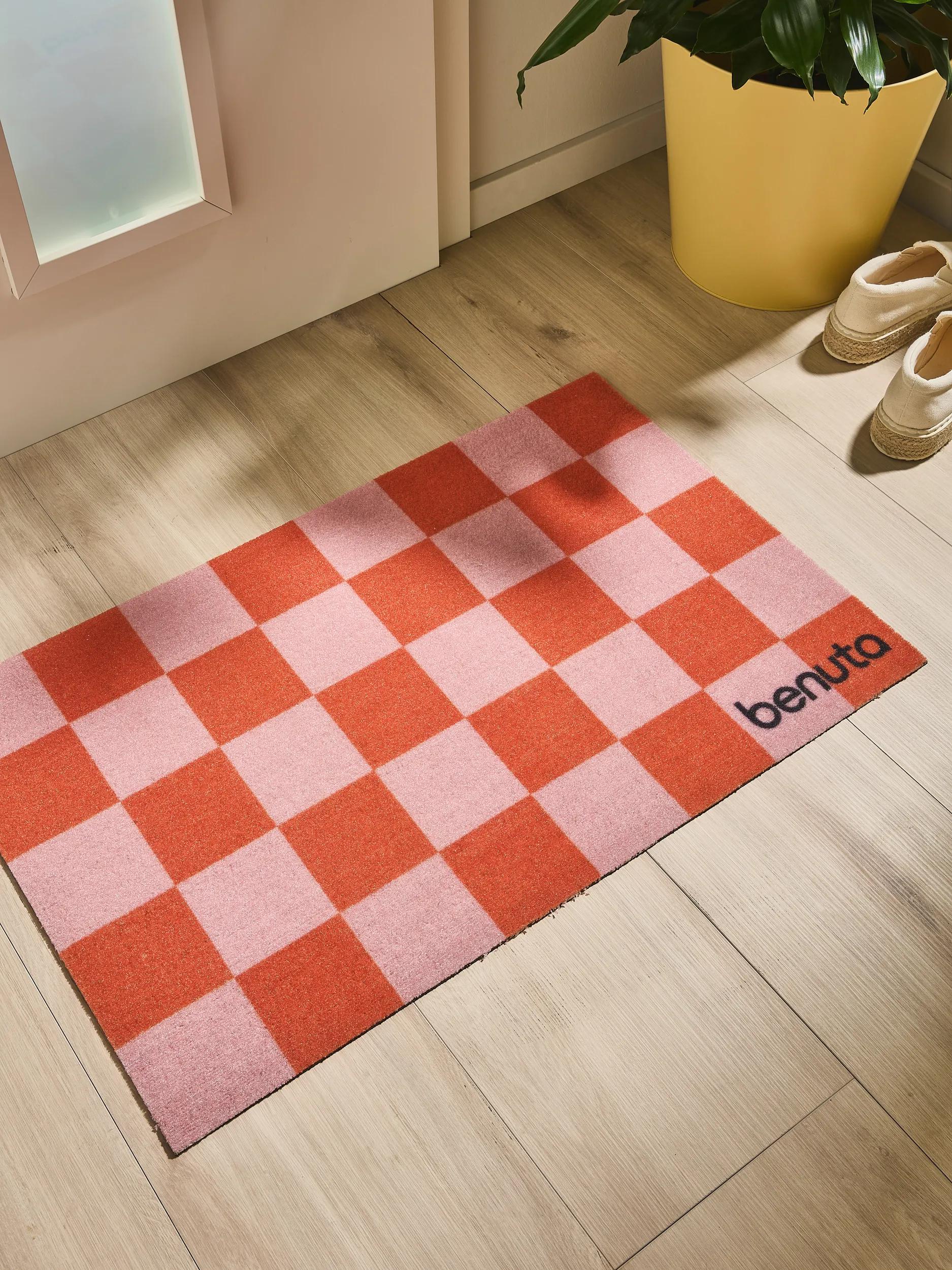 Covoraș de intrare Checker – Roz
