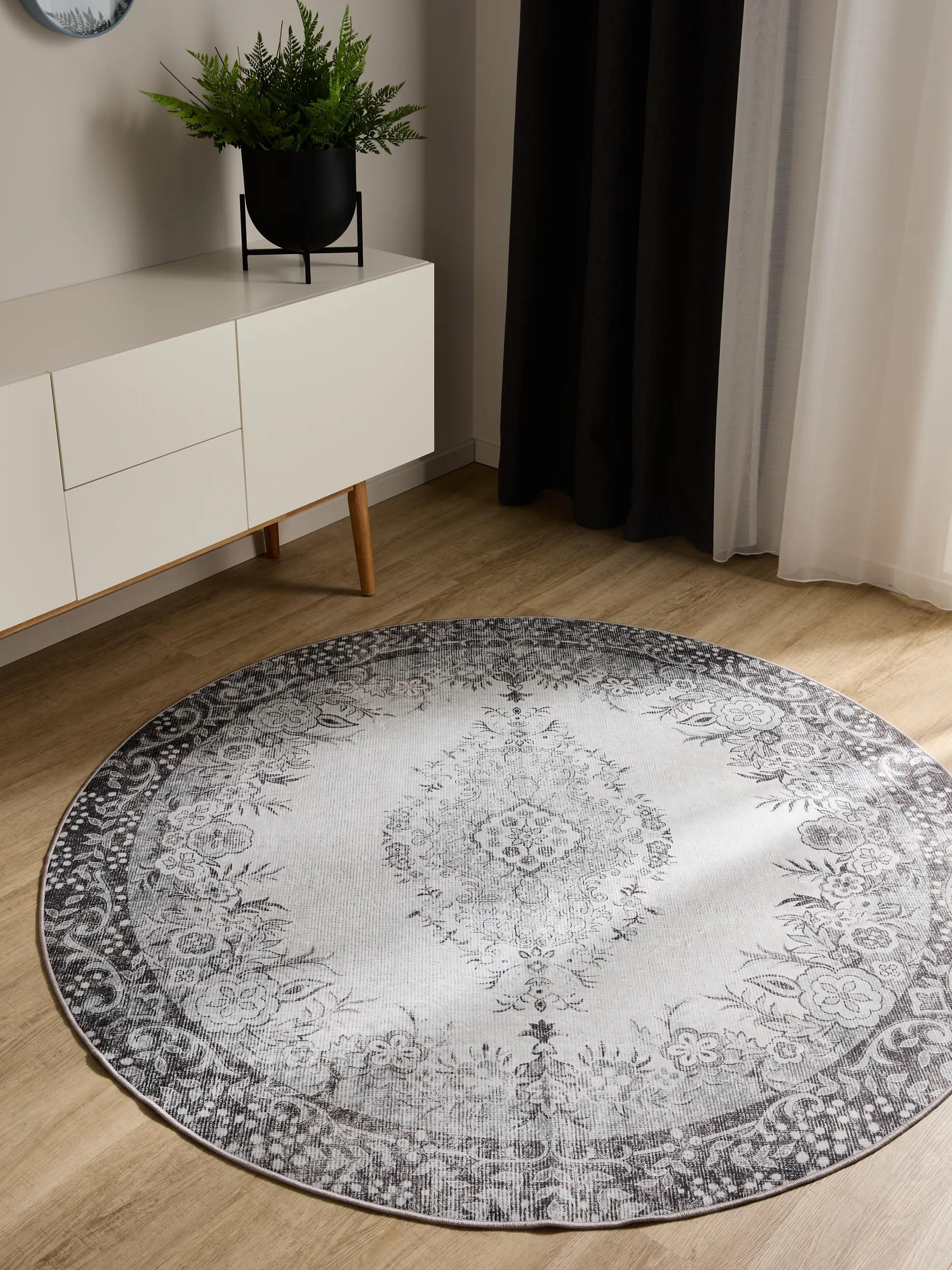 Covor lavabil George – Negru/Gri