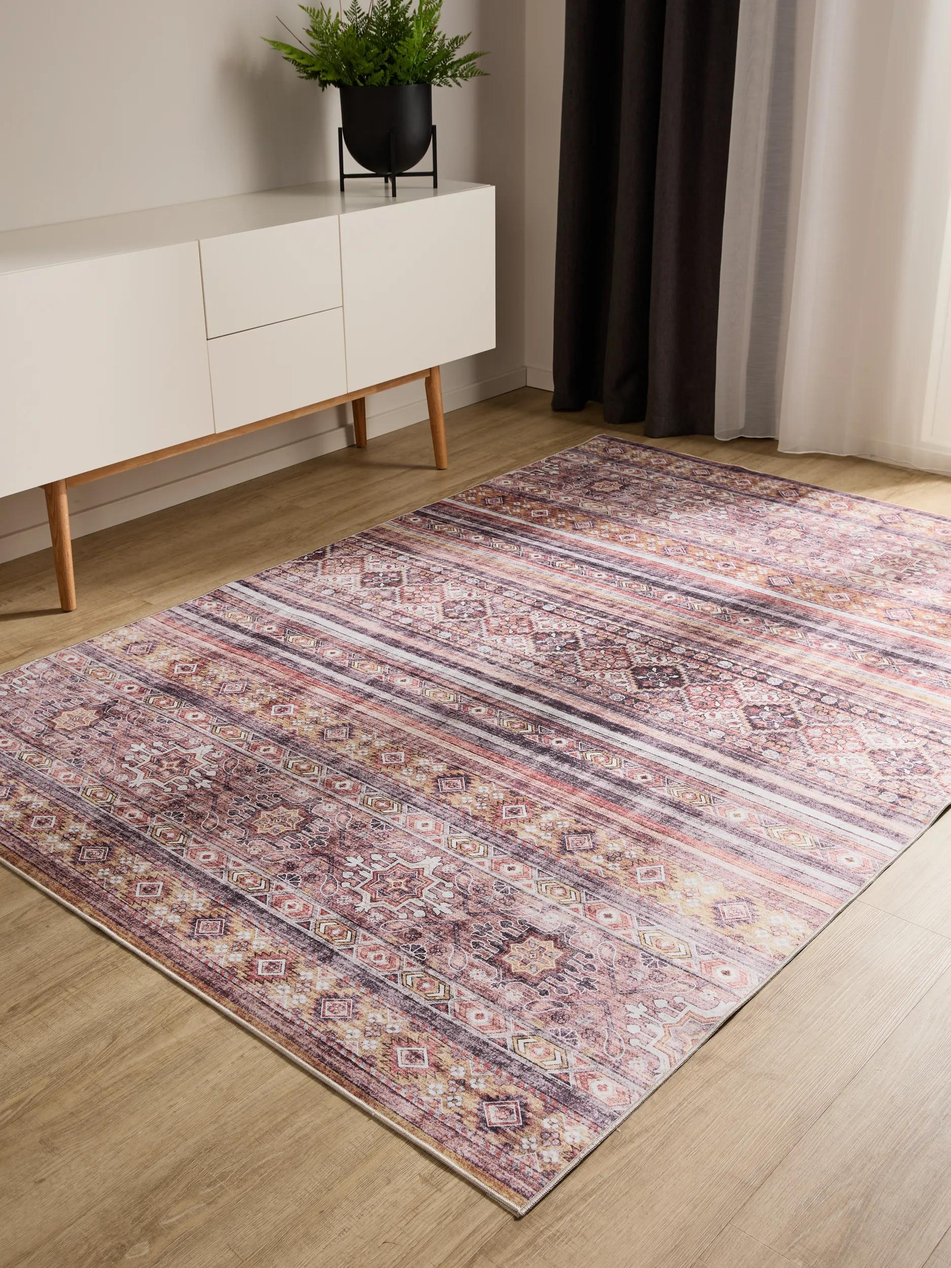 Covor lavabil George – Multicolor/Roz