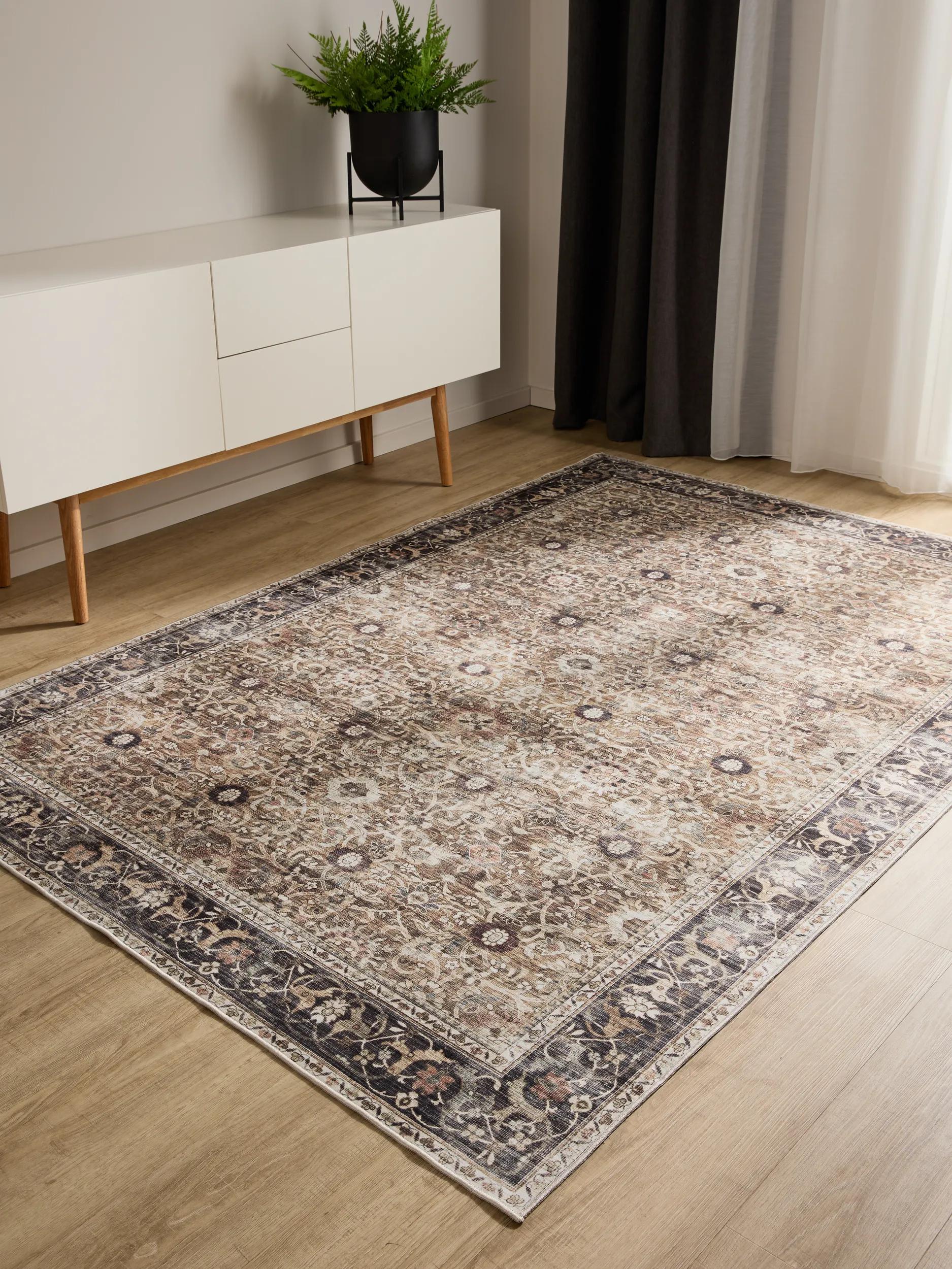 Covor lavabil George – Antracit/Taupe