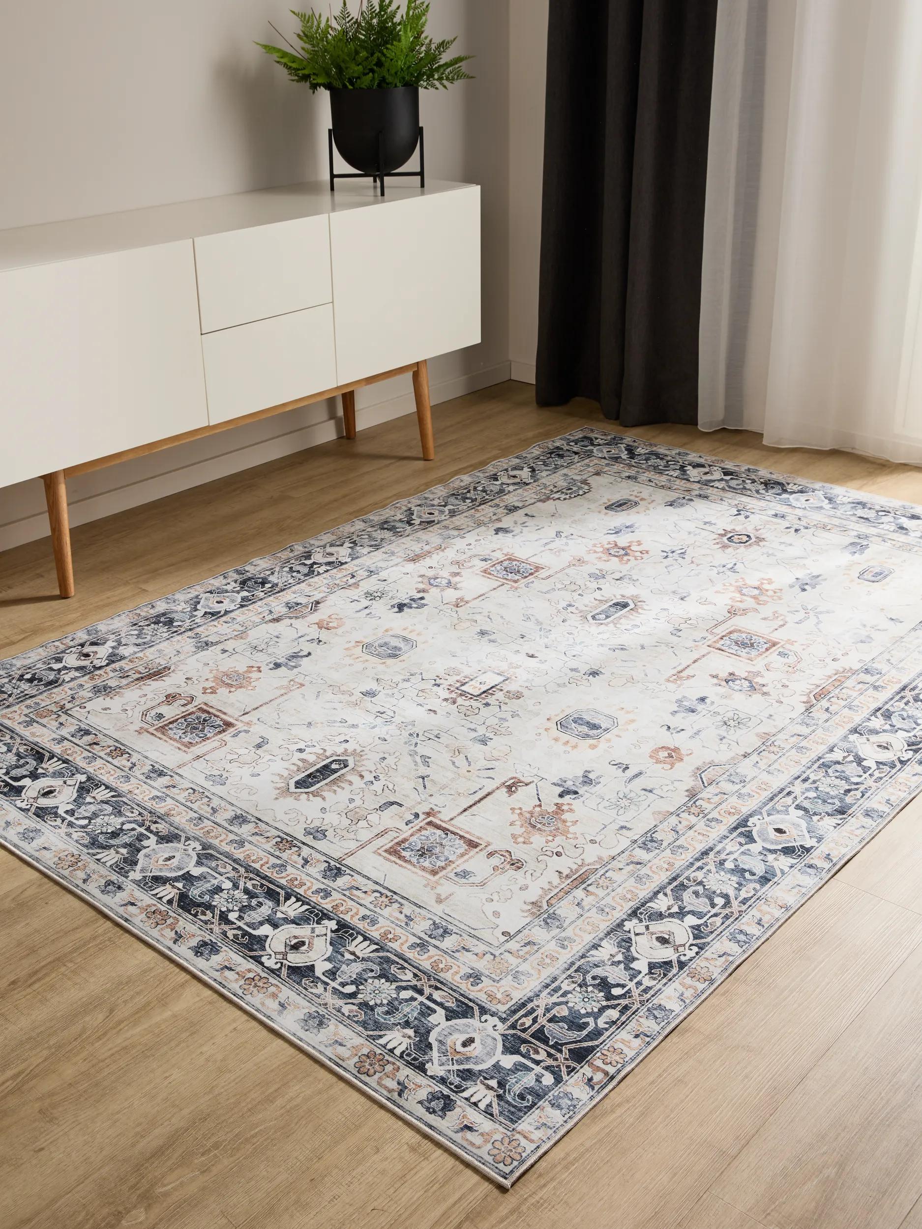 Covor lavabil George – Crem/Gri