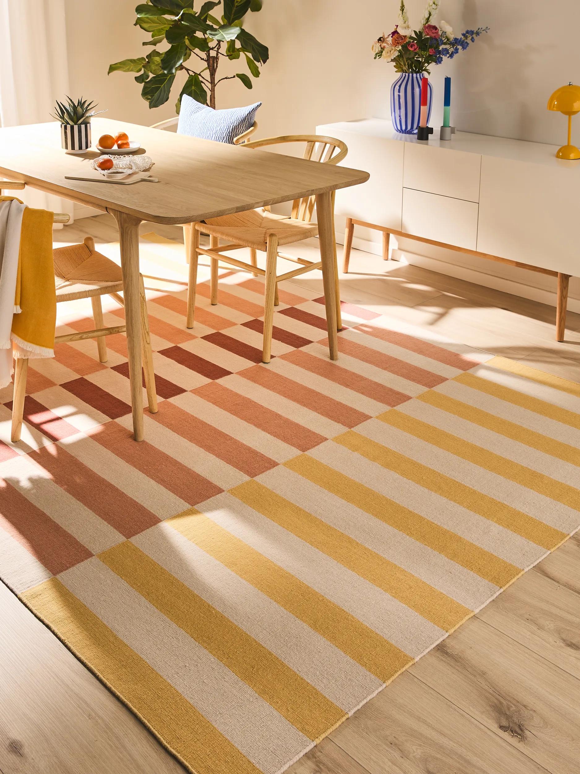 Covor cu țesătură plată Judith – Multicolor/Galben