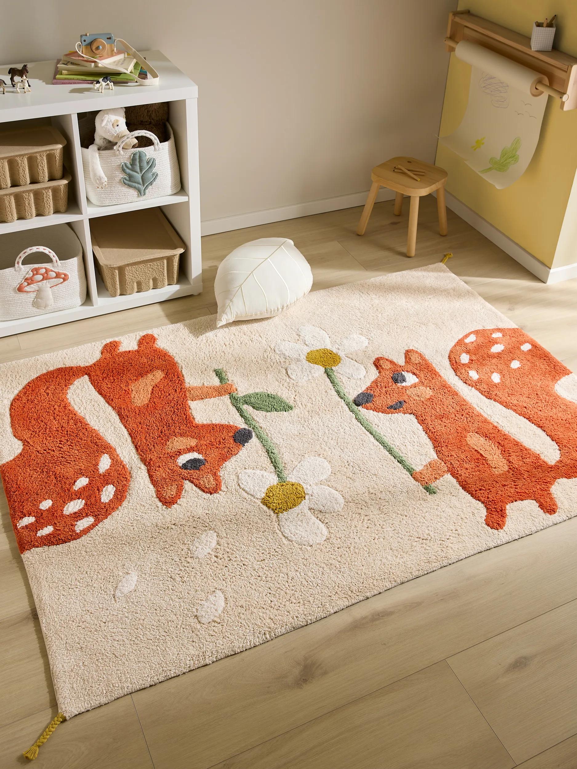 Covor lavabil din bumbac Lotte – Bej/Multicolor
