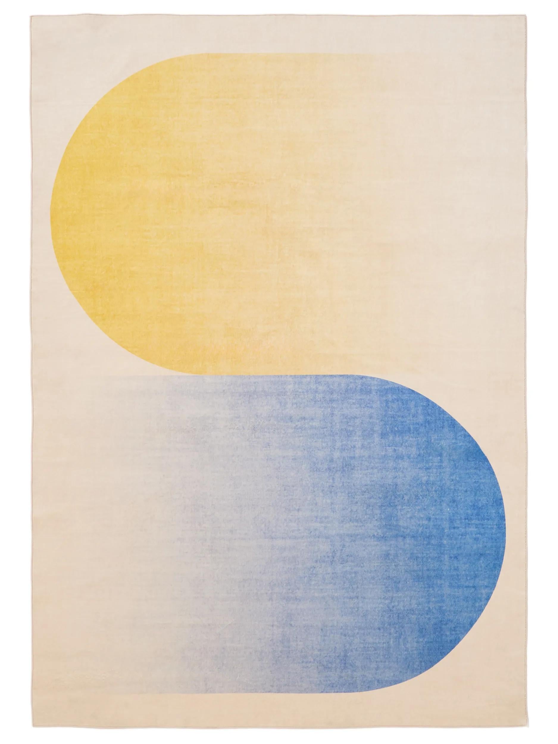 Covor lavabil Luna – Albastru/Galben