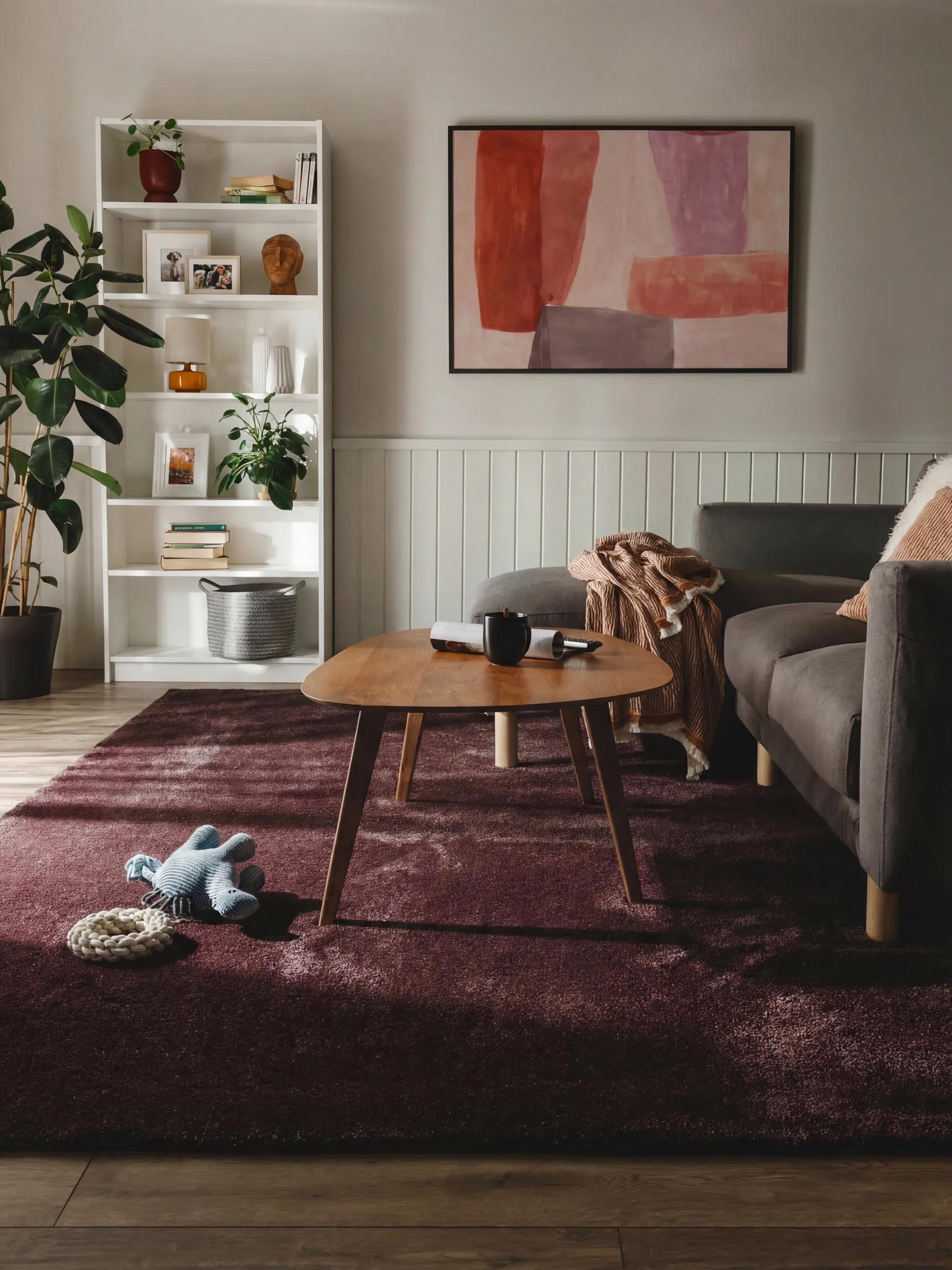 Covor pufos lavabil Melvin – Bordeaux