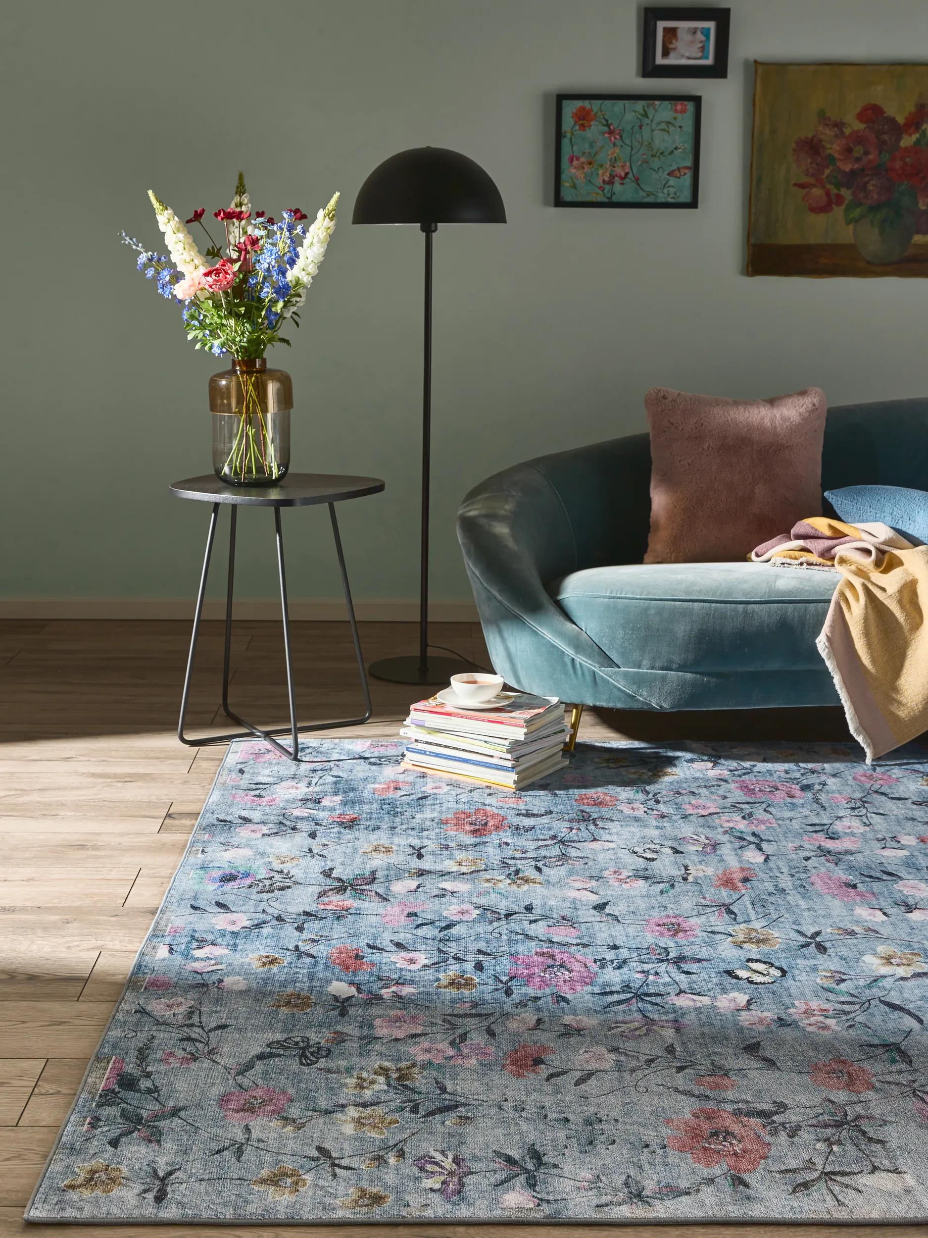 Covor lavabil Milly – Multicolor/Albastru