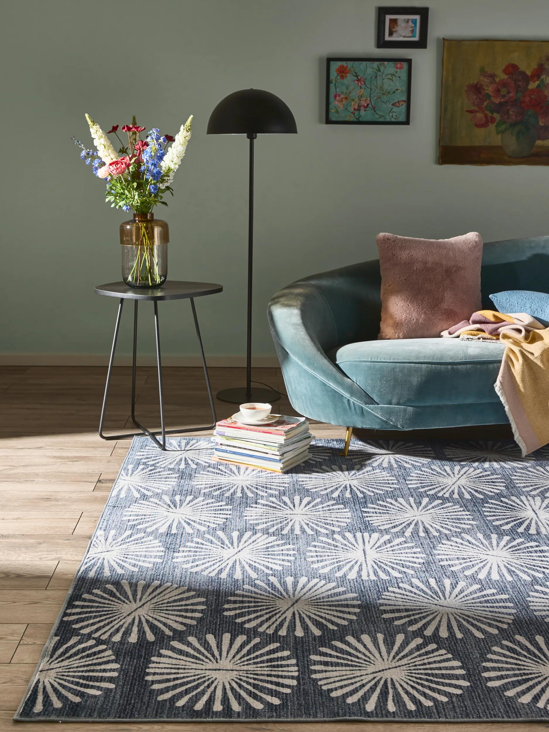 Covor lavabil Milly – Antracit/Albastru