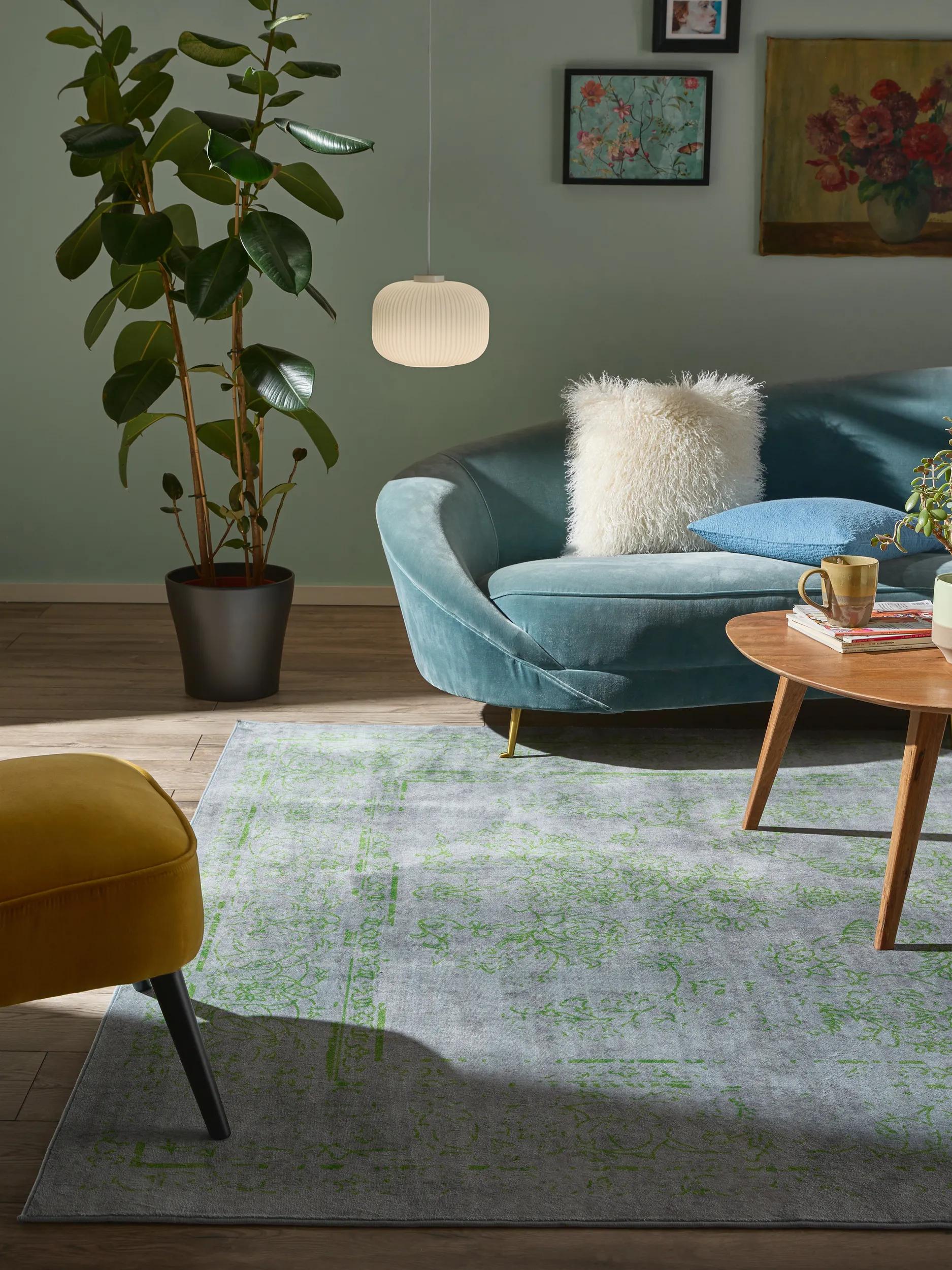 Covor lavabil Miray – Gri/Verde