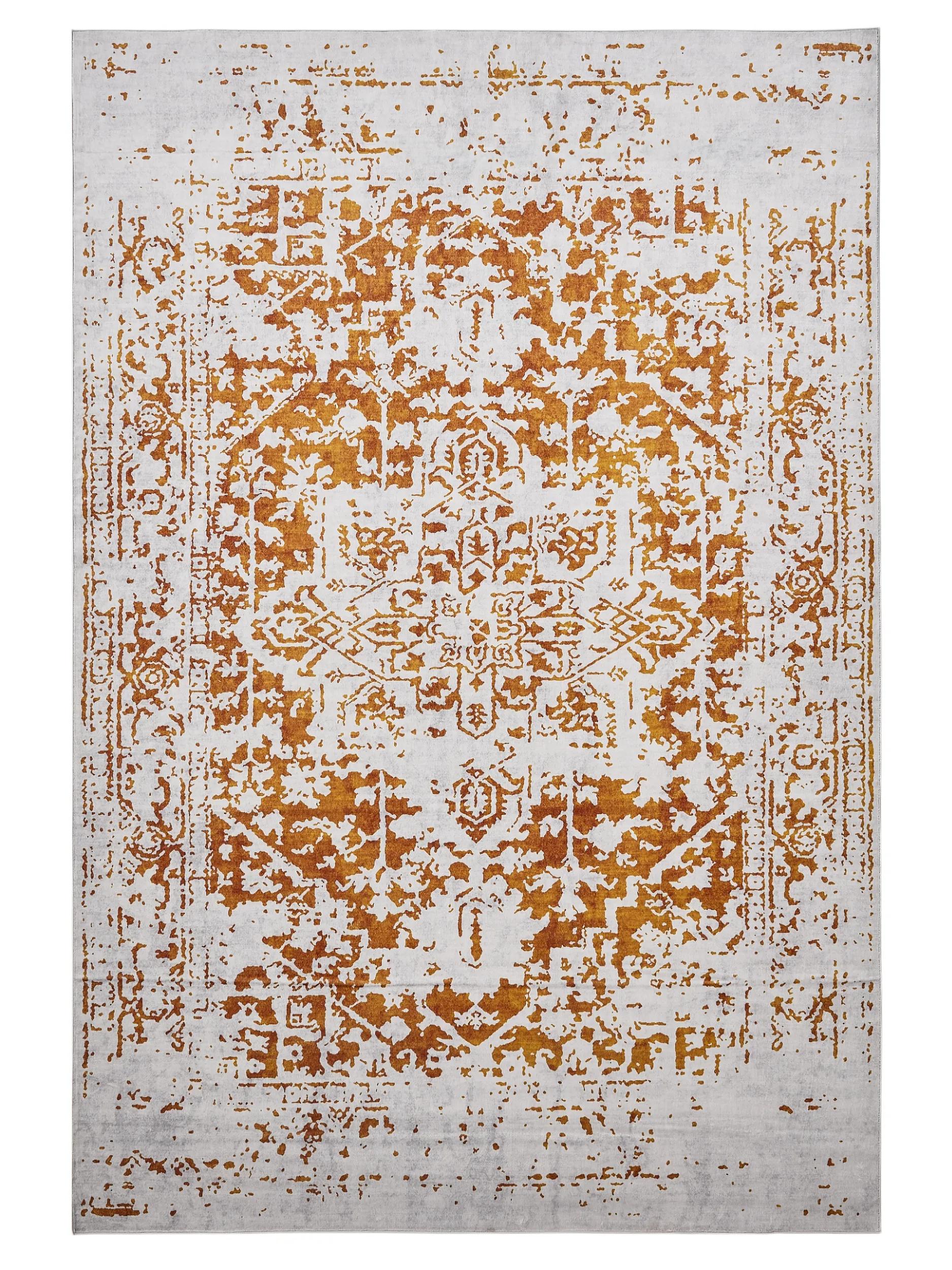 Covor lavabil Miray – Gri/Portocaliu