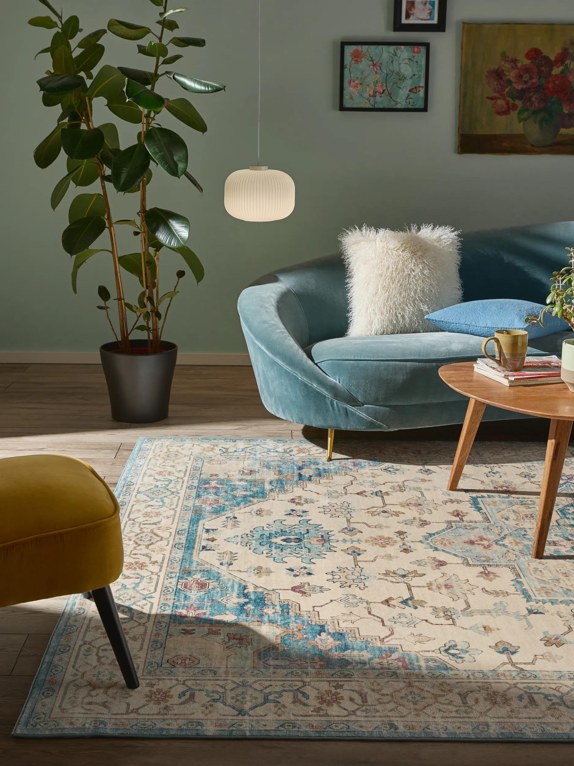 Covor lavabil Miray – Multicolor/Albastru
