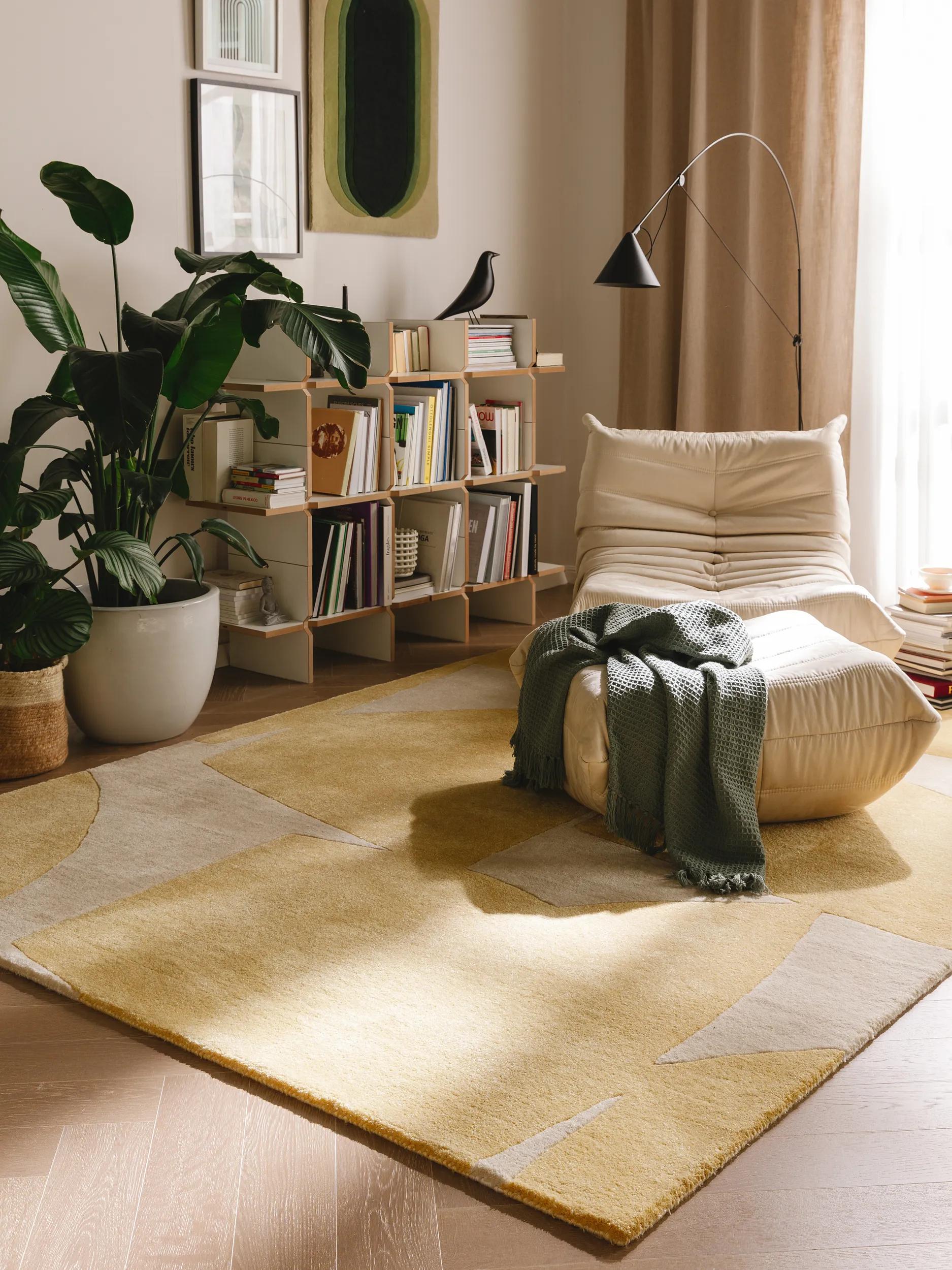Covor din material reciclat Smilla – Galben